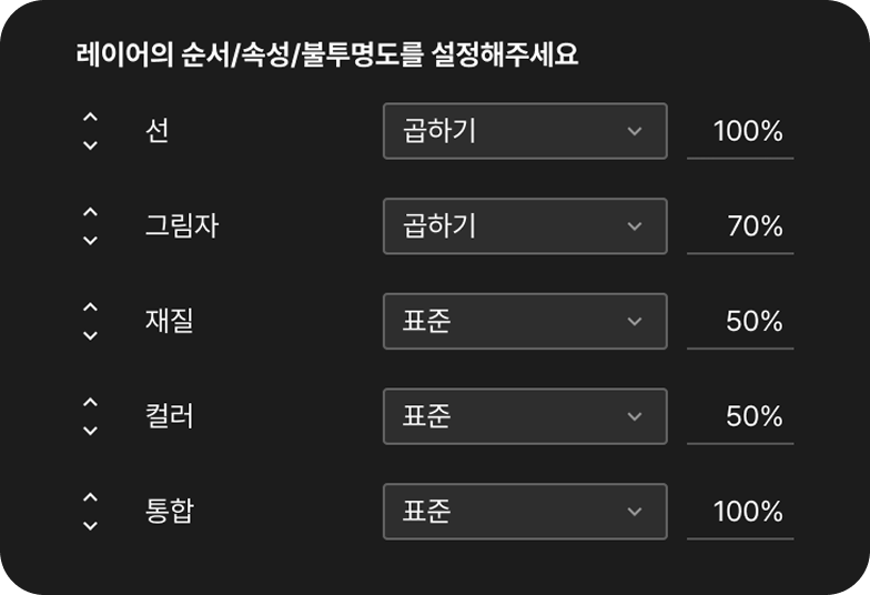 레이어별 PSD 분리 추출 예시